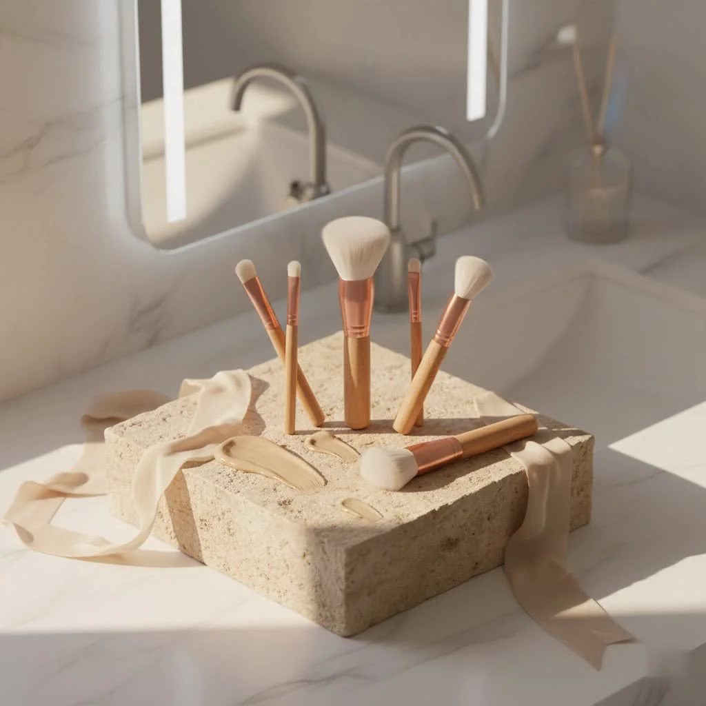 Artis makeup brushes with sleek black handles