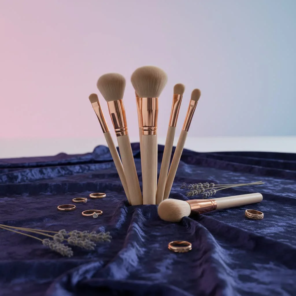 Rephr makeup brushes displayed neatly on a clean surface