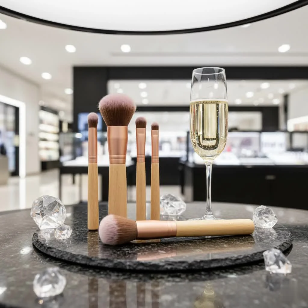 Assortment of professional makeup brushes with various shapes and sizes