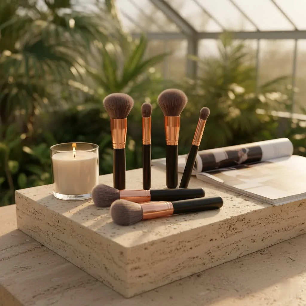 Assortment of eyeshadow makeup brushes