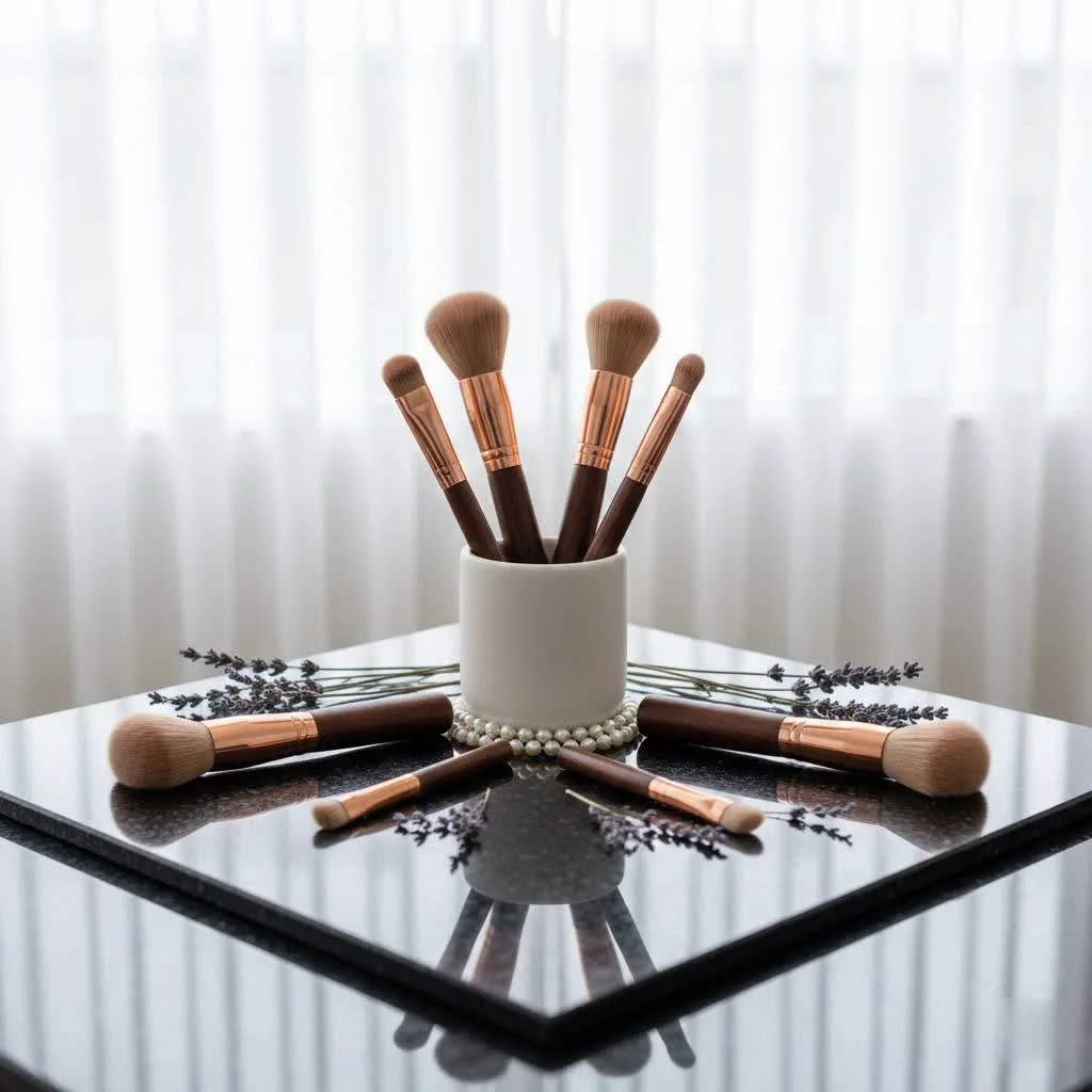 Assortment of makeup brushes for various applications