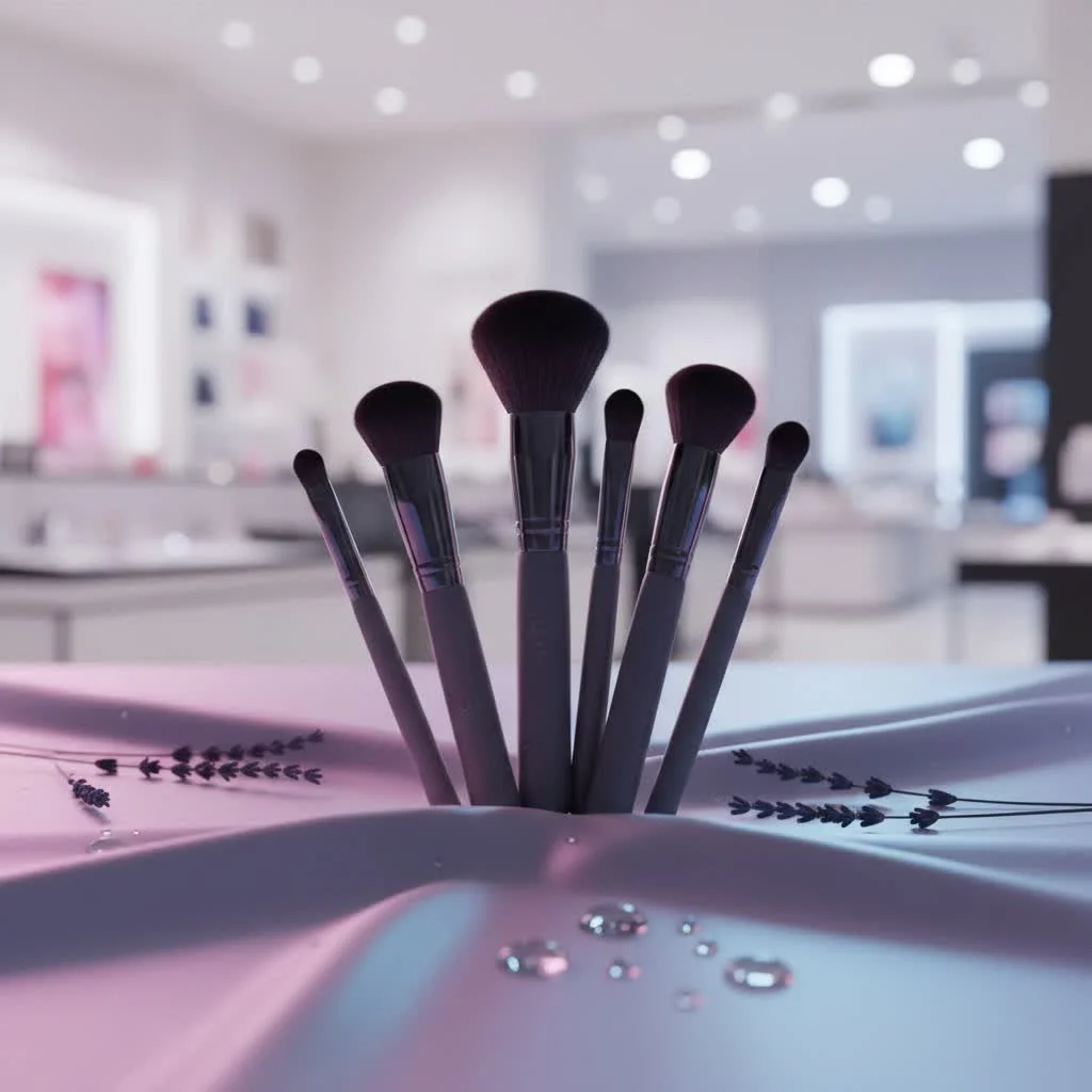 Assortment of high-quality makeup brushes with various bristle types