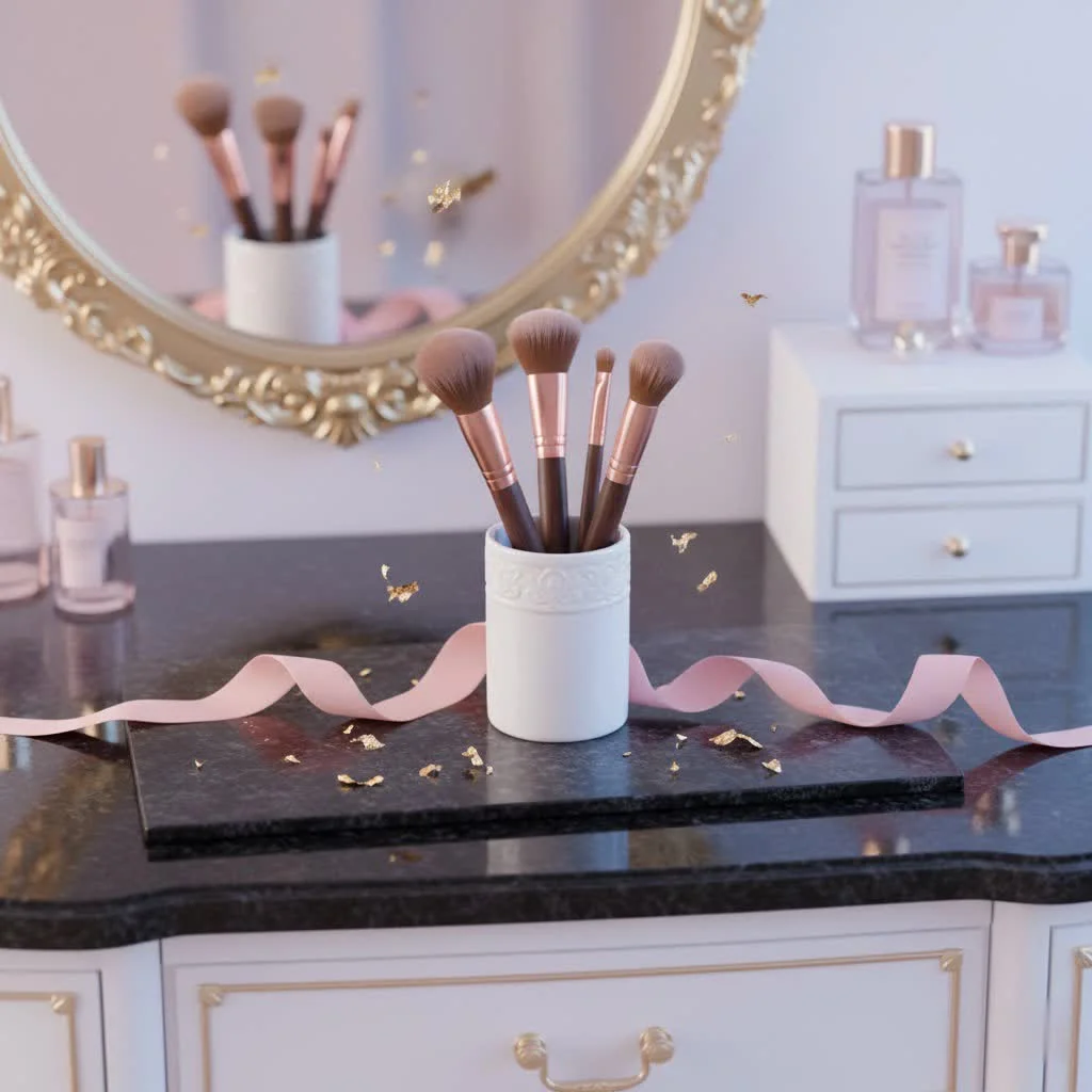 Assortment of makeup brushes for various applications