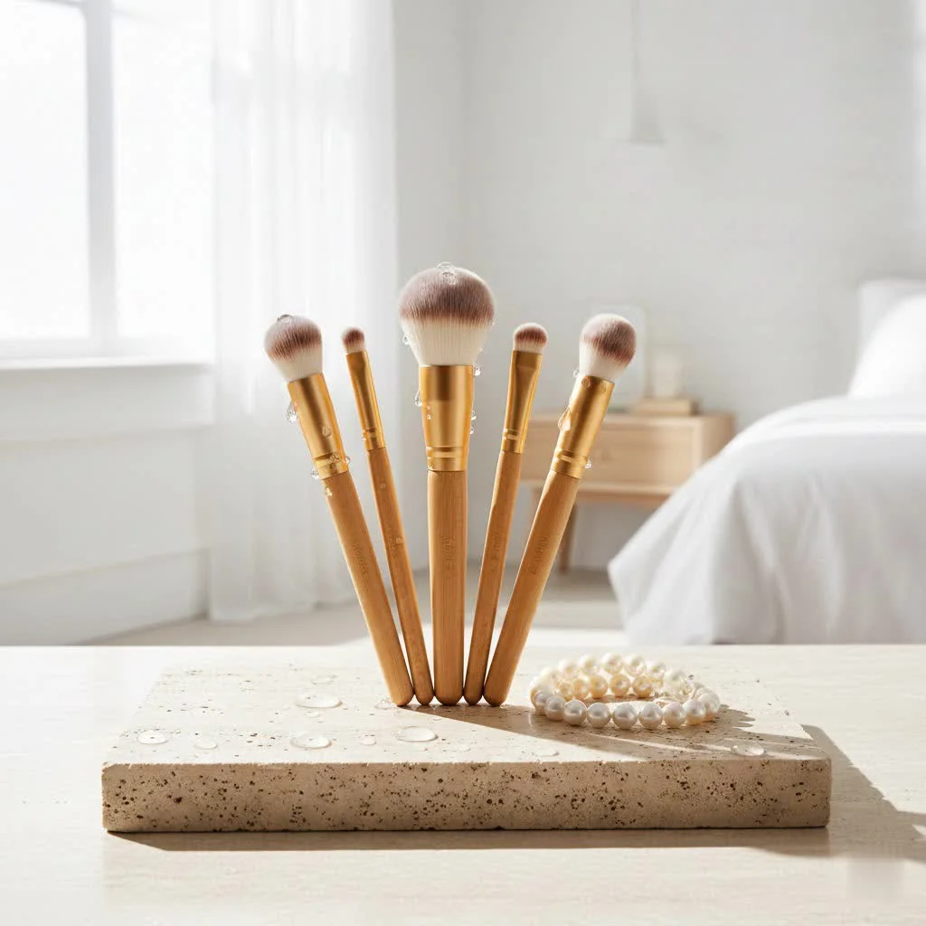 Assortment of makeup brushes for various applications